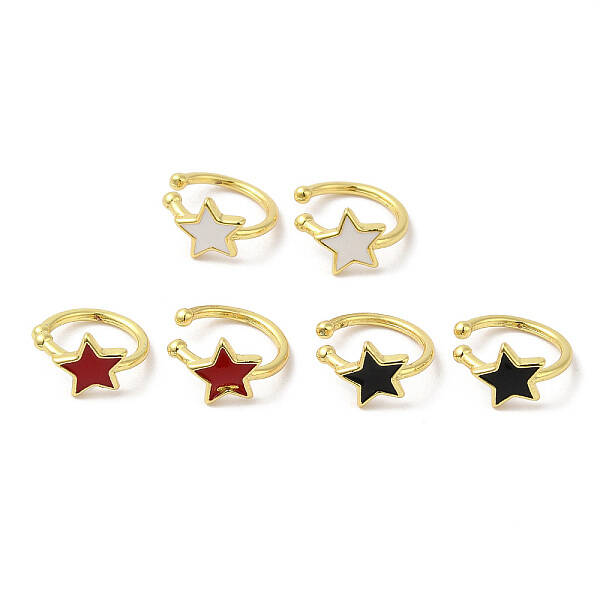 Star Enamel Cuff Earrings