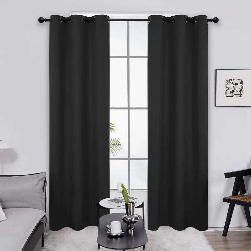 2 Panels Blackout Curtains (85%-95% Light Blocking, Grommets, 52\