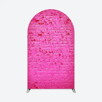 Aperturee Hot Pink Retro Brick Wall Arch Backdrop For Birthday | Custom Arched Wall Covers | Diy Chiara Backdrop Cover | Chia...