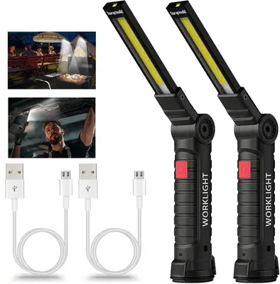 Rechargeable LED Work Light Grill Light with Magnetic Base 5 Modes 360° Rotate Mechanic Light Mens Dad Birthday Gifts, Mens ...
