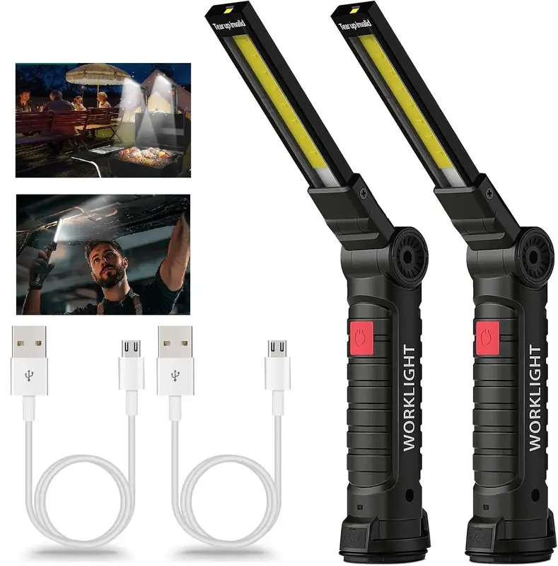 Rechargeable LED Work Light Grill Light with Magnetic Base 5 Modes 360° Rotate Mechanic Light Mens Dad Birthday Gifts, Mens ...