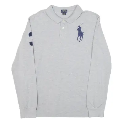 POLO RALPH LAUREN Boys Polo Shirt Grey Long Sleeve XL