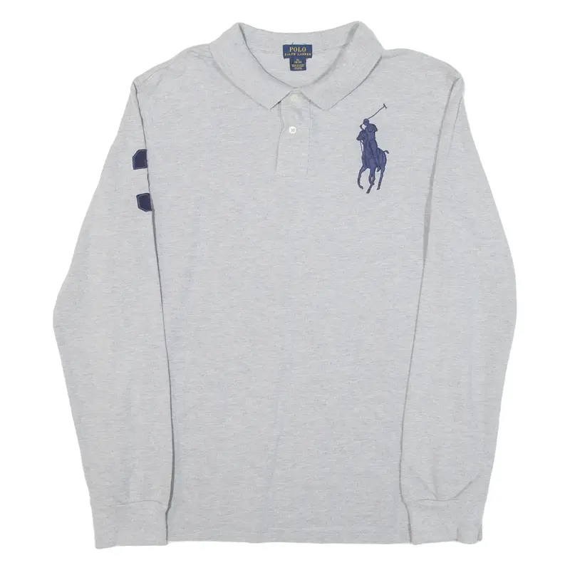 POLO RALPH LAUREN Boys Polo Shirt Grey Long Sleeve XL