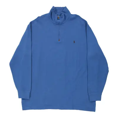 Ralph Lauren 1/4 Zip - 2XL Blue Cotton