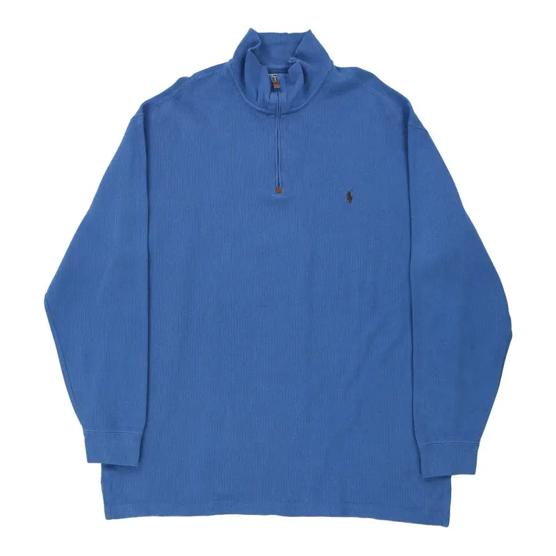 Ralph Lauren 1/4 Zip - 2XL Blue Cotton