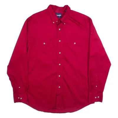 WRANGLER Mens Plain Shirt Red Long Sleeve L