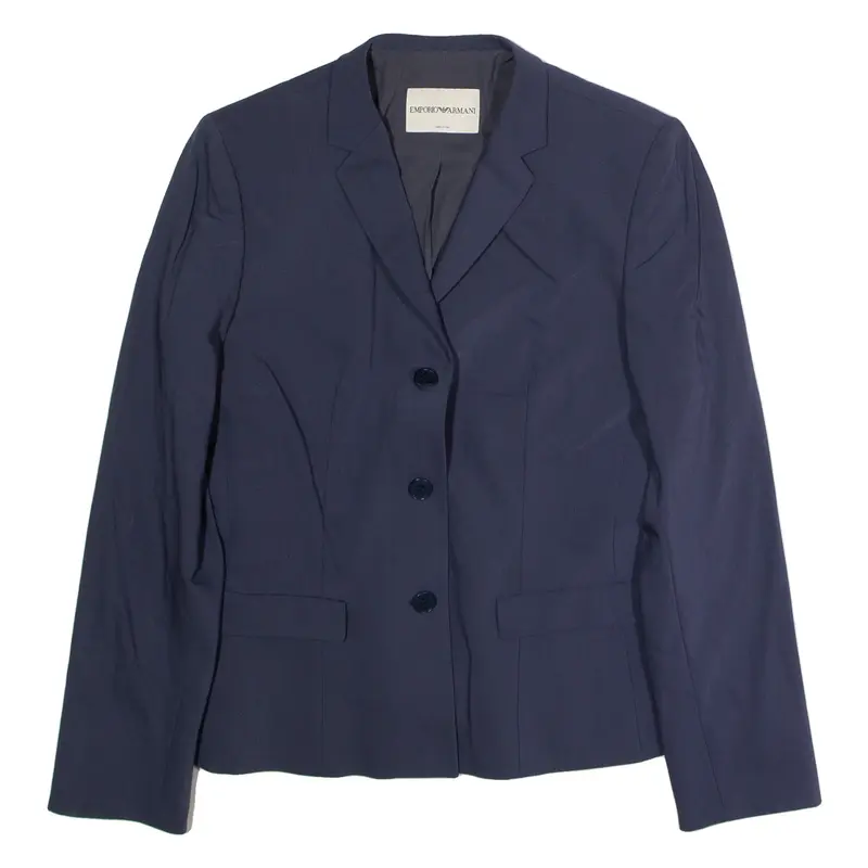 EMPORIO ARMANI Womens Blazer Jacket Blue Wool M