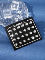 Unisex Street Style Rhinestone Decor Stud Earrings, Exquisite Trendy Minimalist Stud Earrings for Summer 2024, Fashionable Lu...