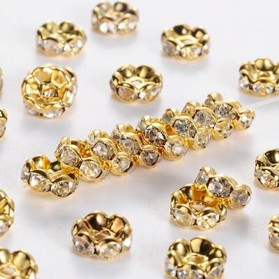 Brass Rhinestone Spacer Beads