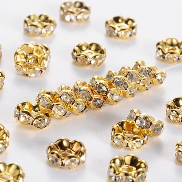 Brass Rhinestone Spacer Beads