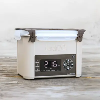 LunchEAZE Core Cordless Heated Lunchbox – Battery-Powered, 4-Cup Capacity, 220°F Max, Automatic Scheduled Heating, Stainle...