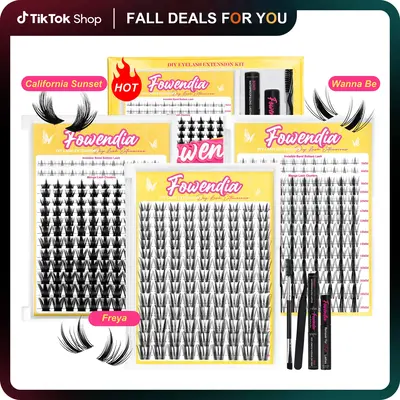 Fowendia Manga Lashes Cluster Lashes C D Curl DIY Extension Kit and California Sunset Wanna Be Freya Lash Clusters Fall Deals...