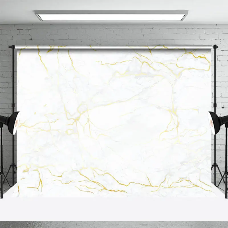 Modern White Gold Marble Texture Backdrop For Photo - Aperturee