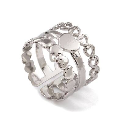 Non-Tarnish 304 Stainless Steel Heart Wrap Open Cuff Rings for Women