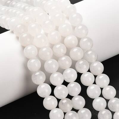 Natural White Jade Round Bead Strands