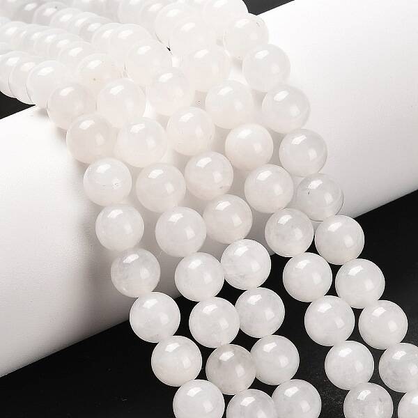 Natural White Jade Round Bead Strands