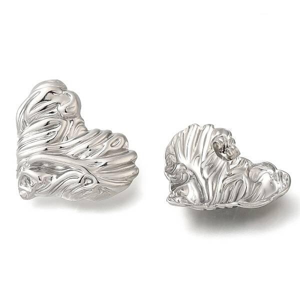 304 Stainless Steel Heart Stud Earrings