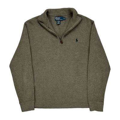 Polo By Ralph Lauren 1/4 Zip - Small Grey Cotton