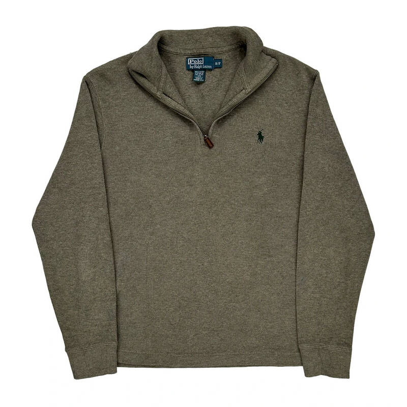 Polo By Ralph Lauren 1/4 Zip - Small Grey Cotton