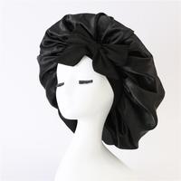Bling Hair Women Adjustable Sleeping Bonnet with Stretchy Tie Band Elastic Single Side Satin Bonnet Night Shower Cap