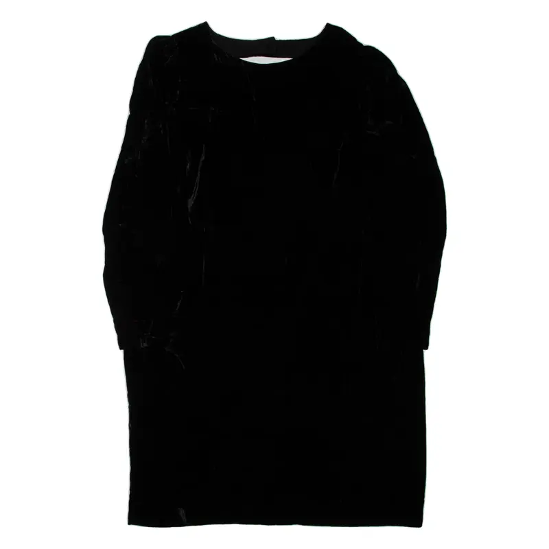 BODEN Lined Womens Day Dress Black Velvet Long Sleeve Short UK 20