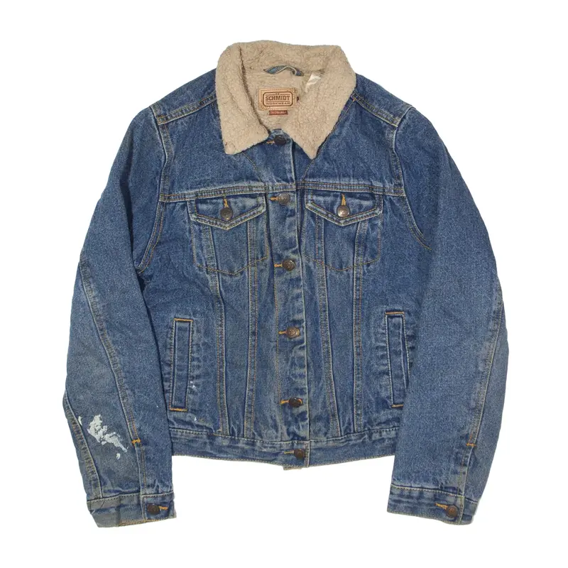 SCHMIDT WORKWEAR Sherpa Lined Denim Jacket Blue 80s Womens S