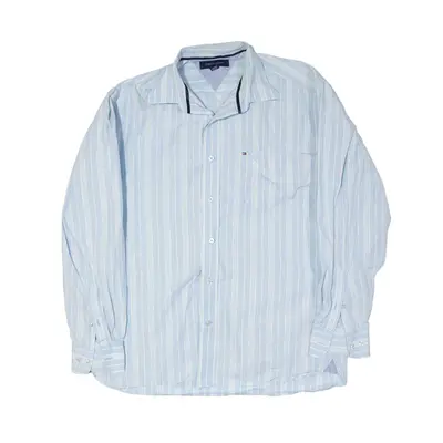 TOMMY HILFIGER Shirt Blue Striped Long Sleeve Mens M