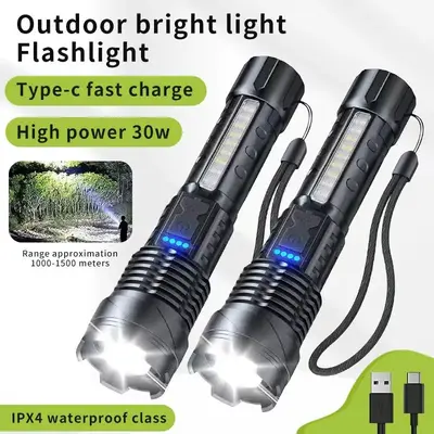 Rechargeable Flashlights 980000 - Waterproof, Zoomable 7-Mode Tactical Bright Flashlight for Home Emergencies and Camping wit...