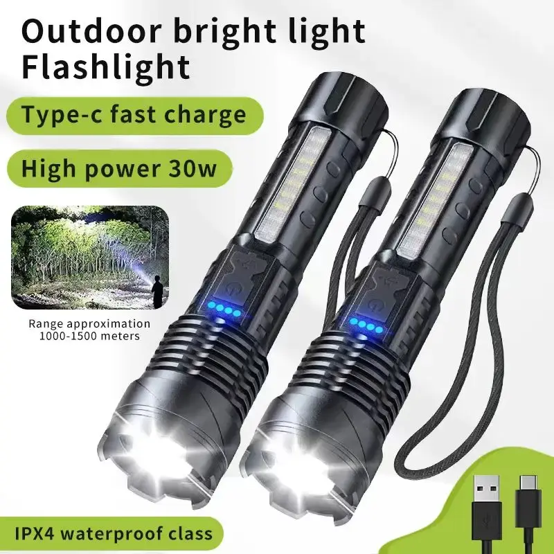 Rechargeable Flashlights 980000 - Waterproof, Zoomable 7-Mode Tactical Bright Flashlight for Home Emergencies and Camping wit...