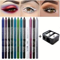 12 Colour Eyeliner Pencil Free Sharpener Cosmetic Set Water Sweat Resistant High Shine Pearl Smoky Punk Goth Eyeliner Back To...