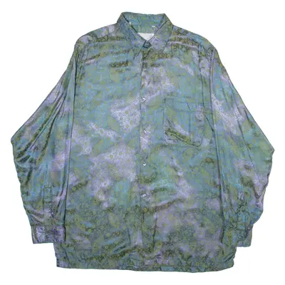 ELLI LUI Mens Shirt Blue Viscose Floral Long Sleeve L