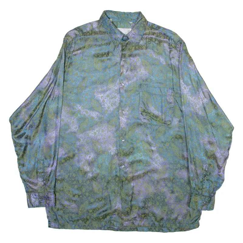 ELLI LUI Mens Shirt Blue Viscose Floral Long Sleeve L