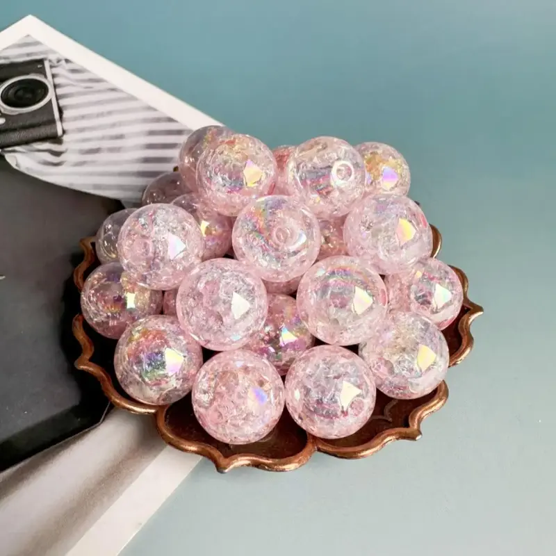 16mm Glitter Bubble Bead (20pcs/set), Shiny Round Beads for DIY Necklace Bracelet Phone Bag Pendant, Jewelry Making Supplies,...