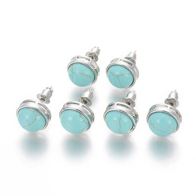 Synthetic Turquoise Stud Earrings