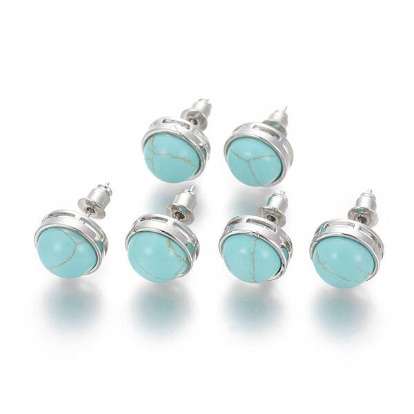 Synthetic Turquoise Stud Earrings