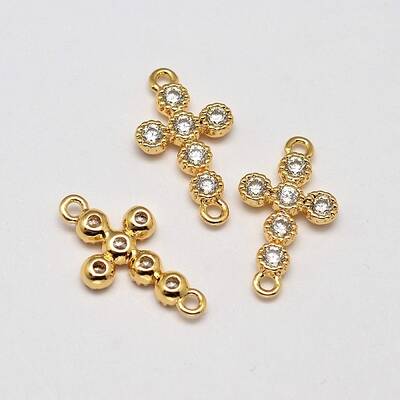 Cross Brass Micro Pave AAA Cubic Zirconia Pendants