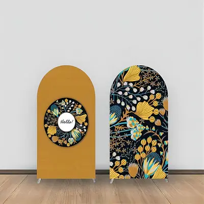 Aperturee Retro Yellow Floral Leaf Double Sided Arch Backdrop | Circle Arch Backdrop Diy | Wedding Arch Backdrop | Chiara Arc...
