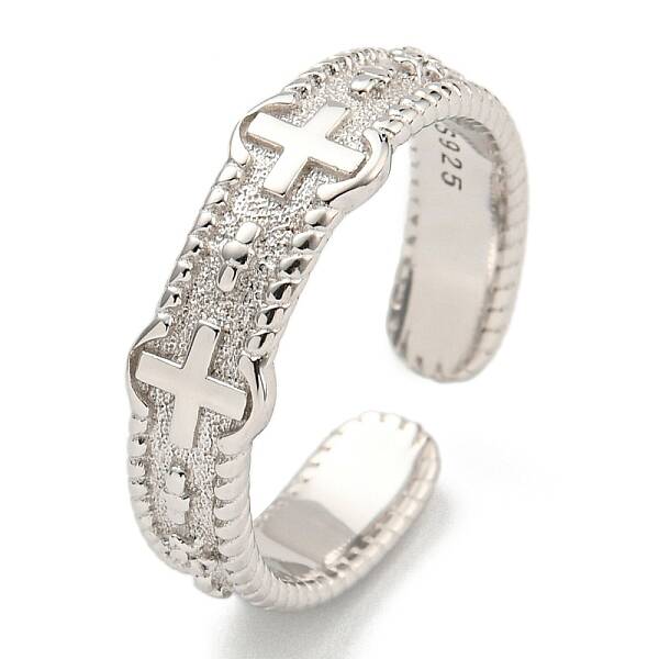 Anti-Tarnish Rhodium Plated 925 Sterling Silver Cuff Ring