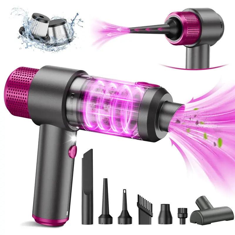 EYYA Handheld Cordless Car Vacuum Cleaner, 15000PA High Power, 4 in 1 Portable Vacuum Cleaner and Air Duster with LED Light f...