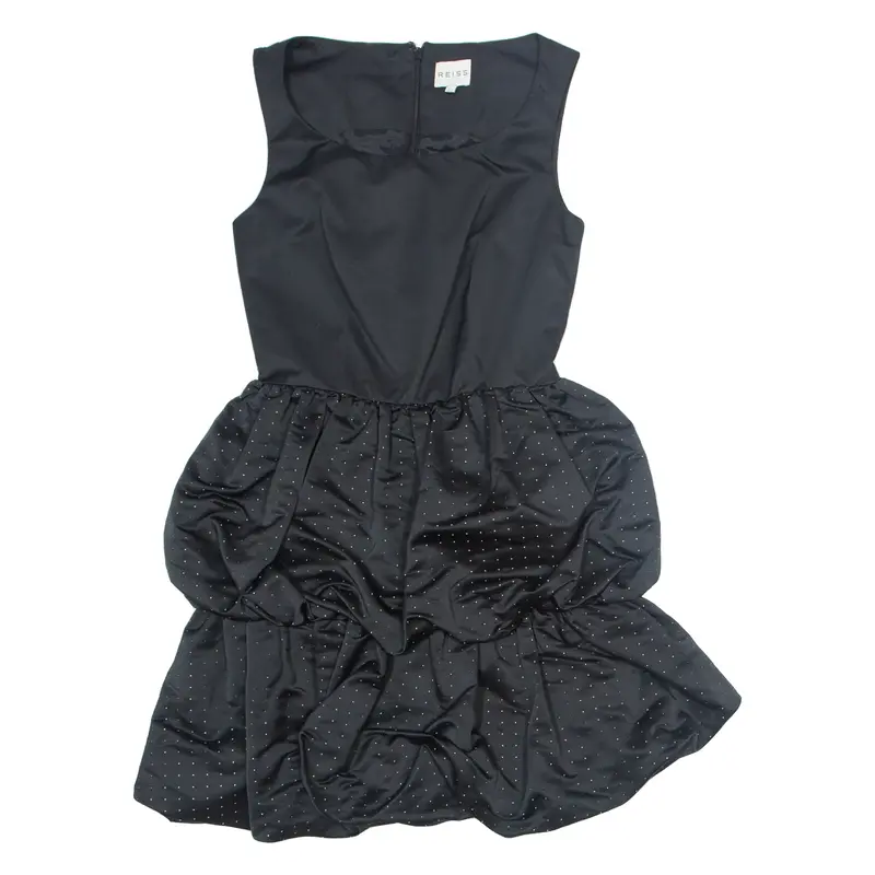 REISS Faith Fit & Flare Dress Black Sleeveless Short Womens UK 6