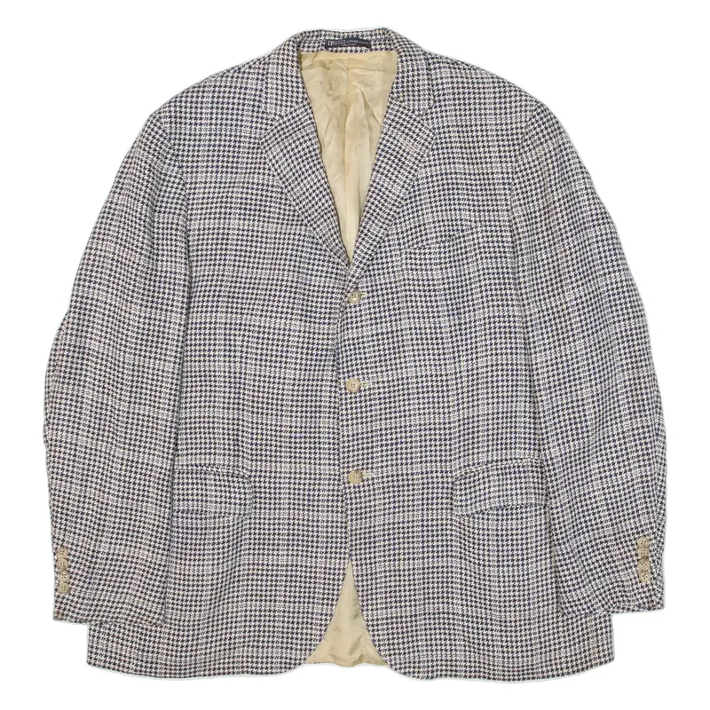 POLO RALPH LAUREN Womens Blazer Jacket Blue Houndstooth 2XL