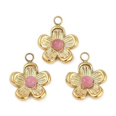 Natural Rhodonite Flower Charms