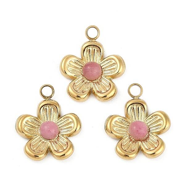Natural Rhodonite Flower Charms