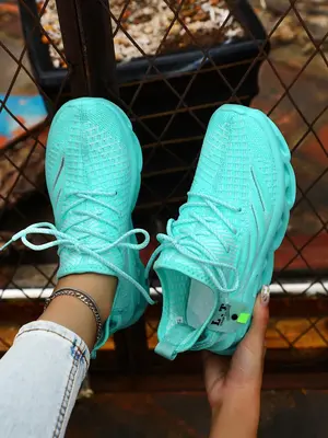 Women's Fashionable Lace Up Low Top Sneakers, Casual Comfortable Breathable Hollow Out Sports Running Shoes, All-match Basic ...