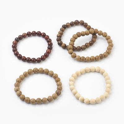 Natural Dyed Sandalwood Beads Stretch Bracelets