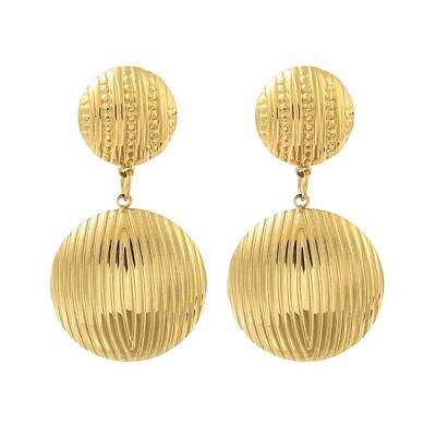 Ion Plating(IP) Flat Round 304 Stainless Steel Stud Dangle Earrings for Women