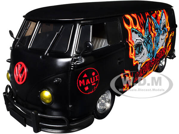 1960 Volkswagen Delivery Van Maui & Sons Black with Graphics Limited Edition to 4050 pieces Worldwide 1/24 Diecast Model Ca...