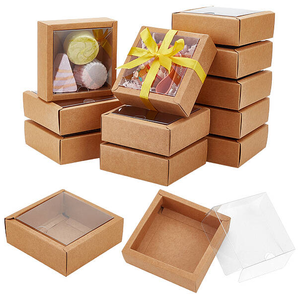 Square Paper Biscuit Boxes with Clear PVC Window