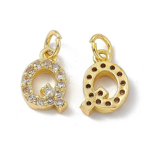Real 18K Gold Plated Brass Micro Pave Clear Cubic Zirconia Charms
