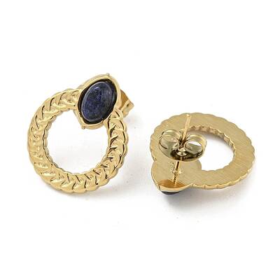 Ion Plating(IP) Real 18K Gold Plated 304 Stainless Steel Ring Stud Earrings